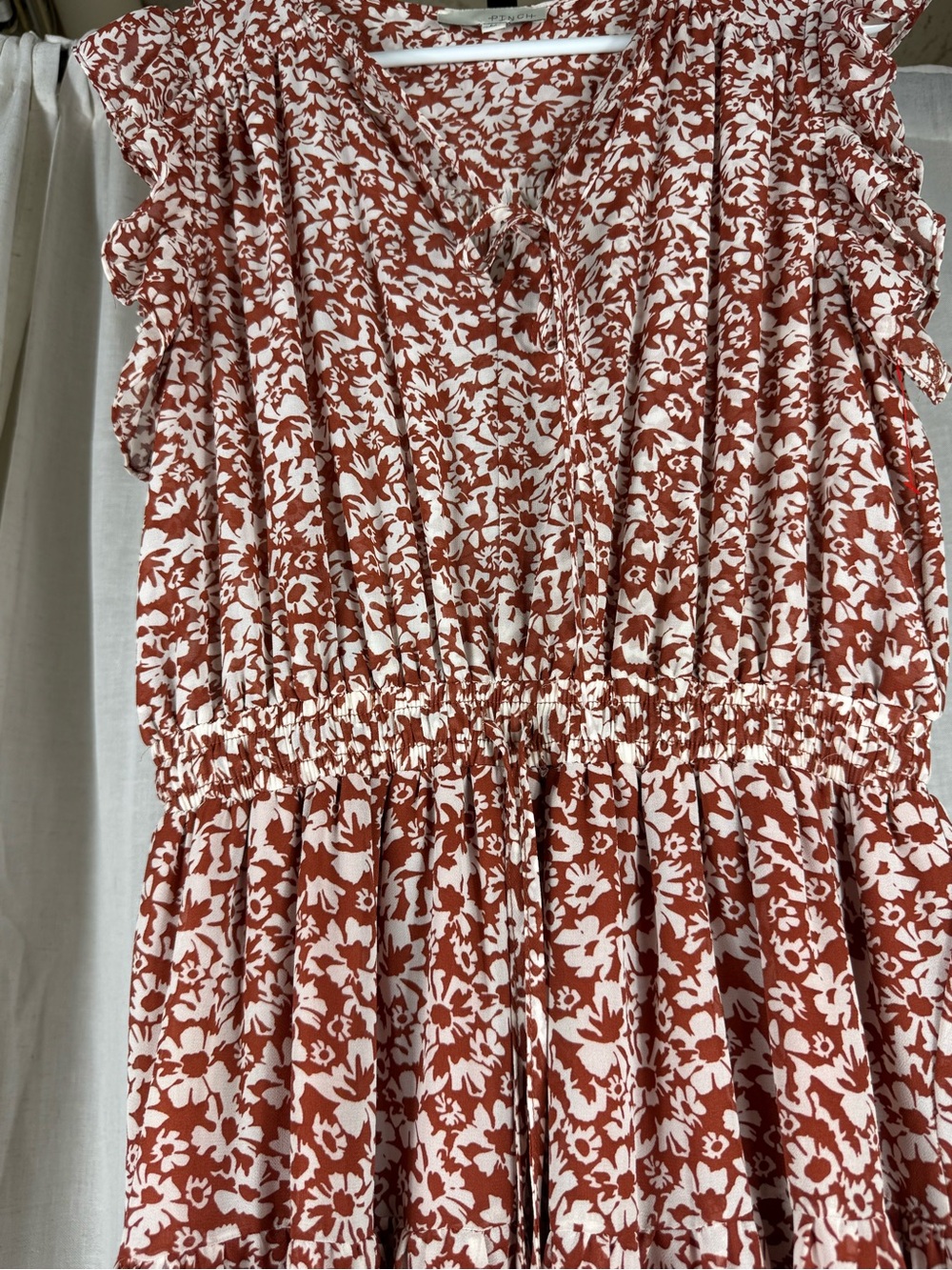 Pinch Rust and White Floral Smocked Dress